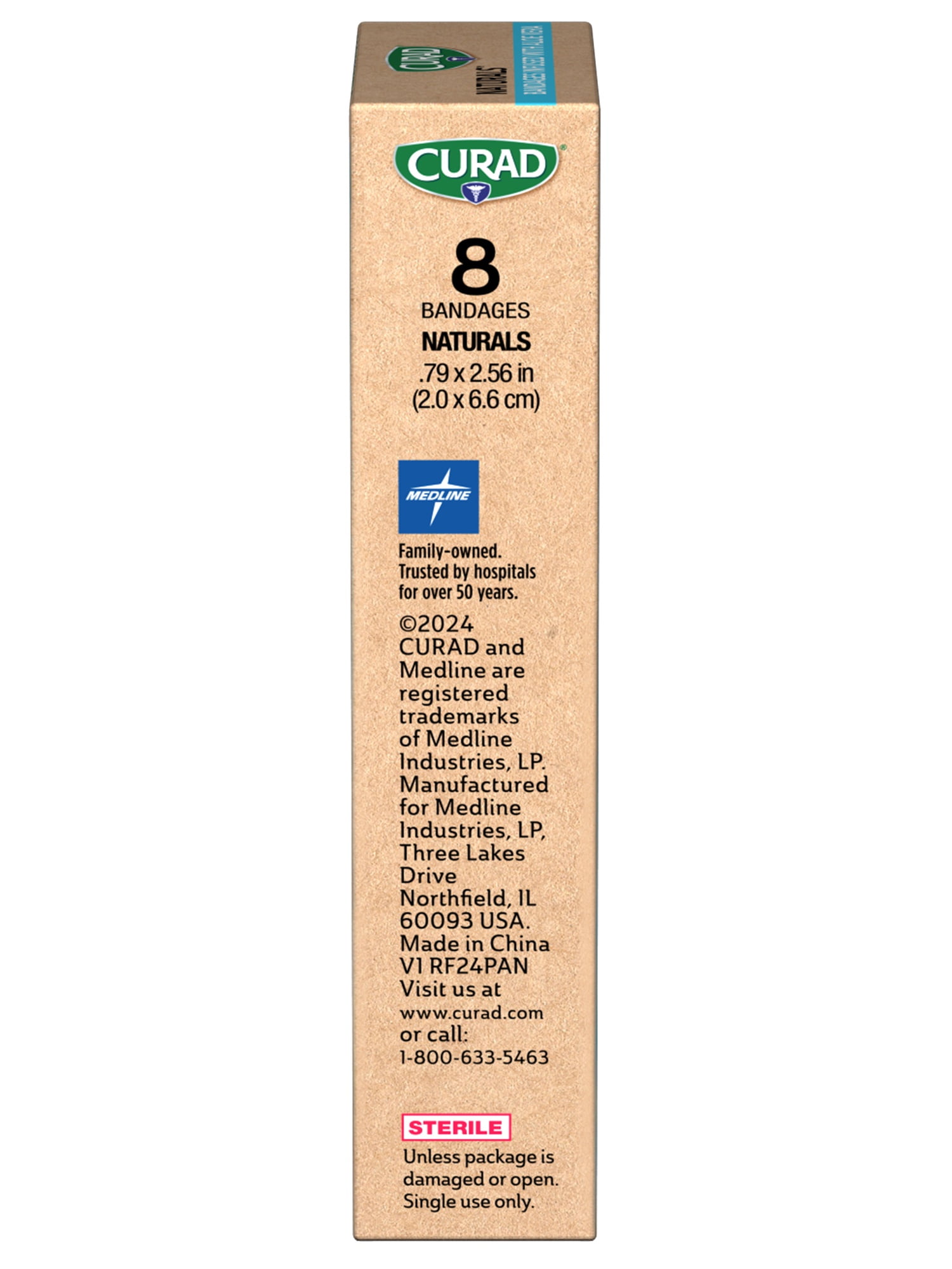 (4 pack) Curad Naturals Hydrocolloids with Aloe Vera Bandages, 8 Count