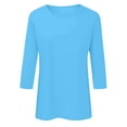 thumbnail image 5 of idosla 3/4 Length Sleeve Womens Tops Casual Loose Fit Crewneck T Shirts Cute Solid Three Quarter Length Tunic Tops (Sky Blue, XL), 5 of 6
