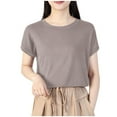 thumbnail image 2 of LOVZFMLL T-Shirts d'Été pour Femmes Décontractés Oversize Couleur Unie Col Rond à Capuche Manches Courtes Débardeur, 2 of 3