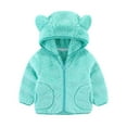 thumbnail image 2 of Daqian Lightweight Jackets for Girls Kids Baby Warm Girls Boys Flannel Winter Fleece Jackets Sweatshirt Hooded Winter Coats for Girls Mint Green 120(4-5 Years), 2 of 4