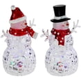 thumbnail image 4 of Northlight Lighted Acrylic Snowmen Christmas Decorations - 9" - LED Multicolor Lights - Set of 2, 4 of 7