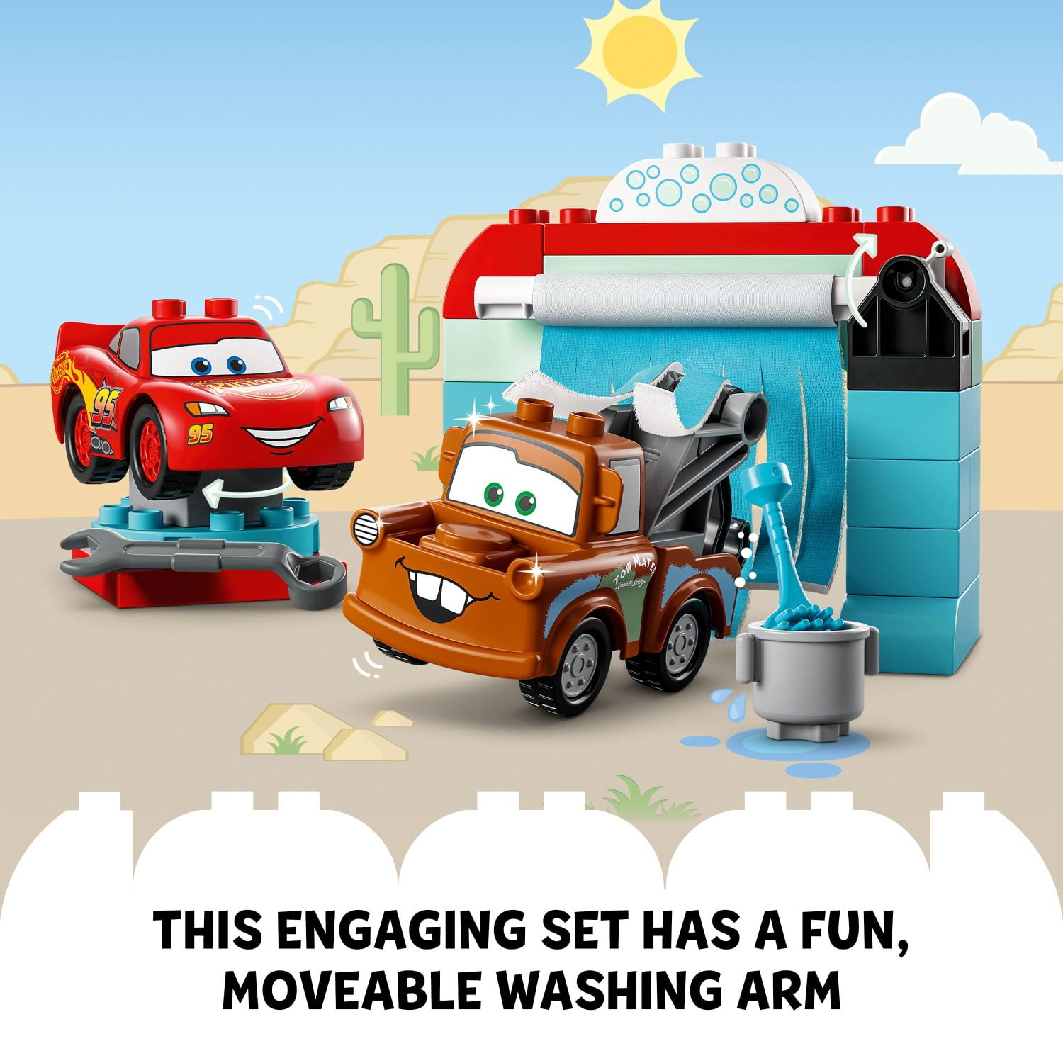 LEGO DUPLO Disney Lightning McQueen & Mater Car Wash Fun, Birthday Gift for Preschoolers, 10996