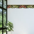 thumbnail image 2 of Trimz Tropical Red Hibiscus Flower Floral Leaf Wallpaper Border - Scalloped Design, Black Background, Rustic Bamboo Accent, 15' L x 6.3" W, 2 of 5