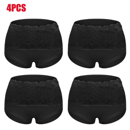 

Women s Panties Soft Cotton High Waist Breathable Panty Shaperwear Hi-Cuts Briefs 4PCS