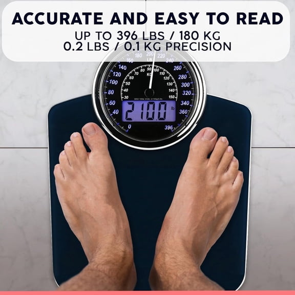 2-in-1 Analog & Digital Weighing Scale for Body Weight up to 400lbs - Thick Tempered Glass - Extra Large Display - Easy to Read Digital Bathroom Scale - New