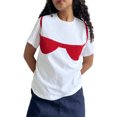thumbnail image 1 of Gupgi T-Shirts Blancs pour Femmes Soutien-Gorge Imprimé Manches Courtes Col Rond Tee Ample Tops d'Été Décontractés, 1 of 7