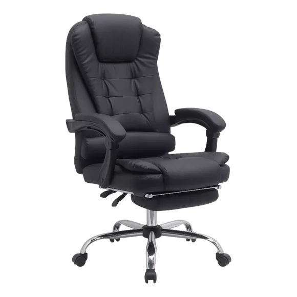 Silla Escritorio Ejecutiva Oficina Fina Elegante Ecopiel YX-0102 Negro