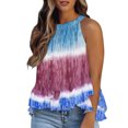 thumbnail image 2 of T-Shirts for Women Trendy,Women's Flowy Peplum Tank Tops Casual Sleeveless Ruffle Babydoll Blouse Shirt Tie Dye Color Block Tank Tops Vest, 2 of 5