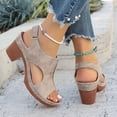 thumbnail image 6 of Sandals for Women Heel Ankle Strap Wedge Casual On Beach Open Toe Summer Shoes High Heels Peep T-Strap Cutout Back Comfy Heeled Dressy Low Arch Support Vacation Sandal, 6 of 9