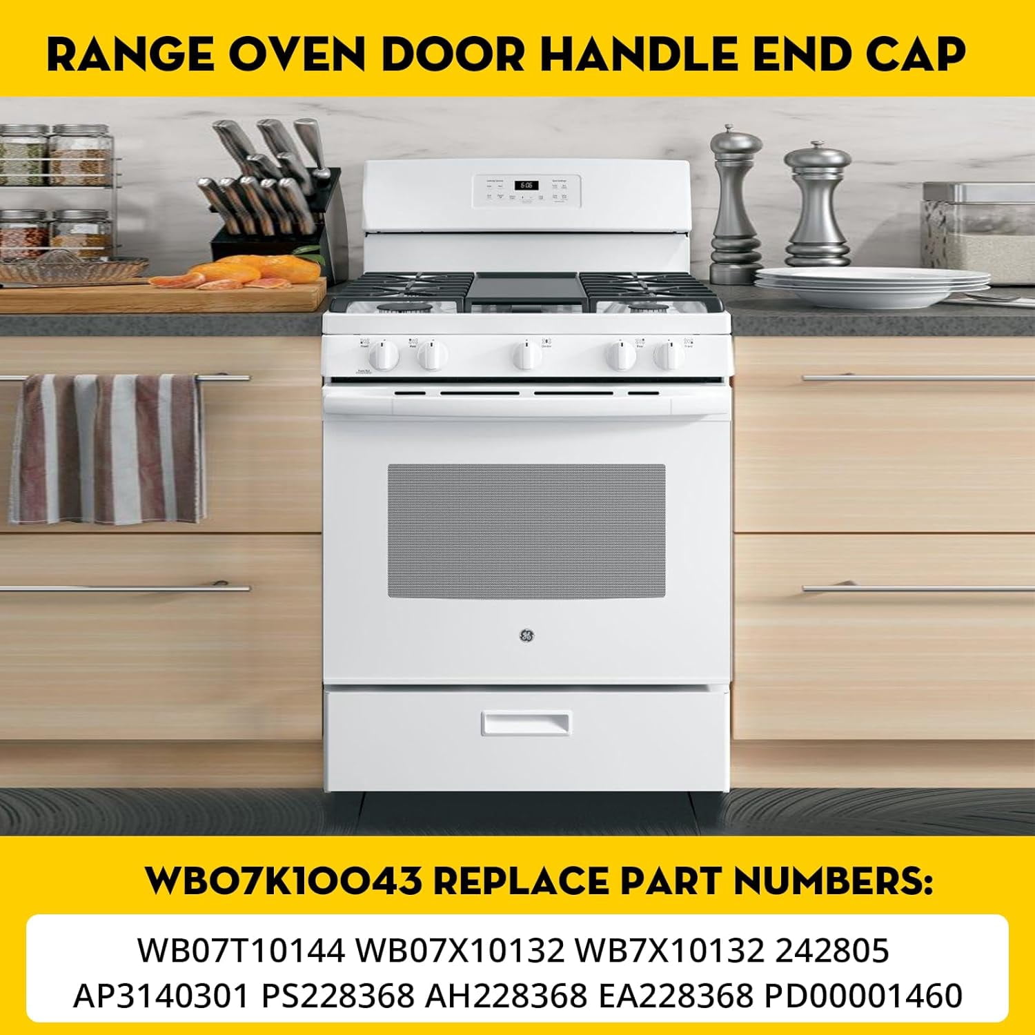 Aniceparthy 2Pcs Whole Parts Oven End Cap Handle (White) Part # WB07K10043 Replacement and Fit for Some GE Ovens Replaces AP3140301, 242805, AH228368, EA228368, PS228368, WB07T10144