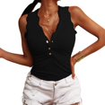 thumbnail image 2 of Camiseta sin mangas con cuello en V y botones de encaje a la moda para mujer Pompotops  lopia998050, 2 of 9
