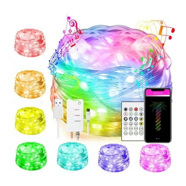 66-light 33ft. Outdoor USB or Battery Operated Integrated LED Fairy String Light-App Control Music Sync Twinkle Light