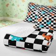 thumbnail image 4 of Manfei Cute Dino Animals Twin Quilt Set,Dragon Checkerboard Twin Coverlet Set,Black White,2 Pieces,1 Bedspread and 1 Pillowcase, 4 of 7