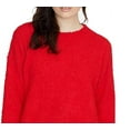 thumbnail image 2 of SANCTUARY Womens Red Textured High-low Hem Long Sleeve Crew Neck Wear To Work Hi-Lo Sweater L, 2 of 3
