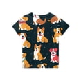 thumbnail image 3 of Abcomgle Girls Tshirts 7-8 Years Old Summer Short Sleeve Toddler Girls T-Shirts Corgi Dog Graphic Tshirt Fashion Crewneck Cotton Tee Tops Girls,Champagne,11-12Years, 3 of 4