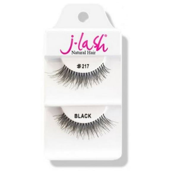 #217 Black , J Lash Daily Eyelashes, hair scalp beauty - Pack of 2 w/ Sleek 3-in-1 Comb/Brush