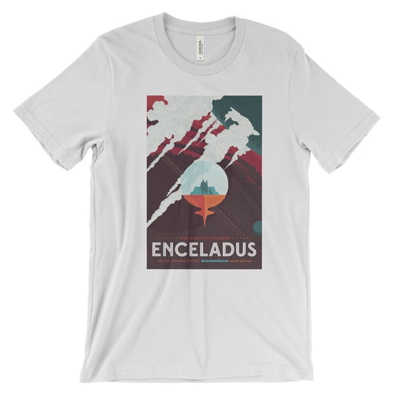 Mighty Circus Enceladus Poster Print T-Shirt from NASA - White, Large