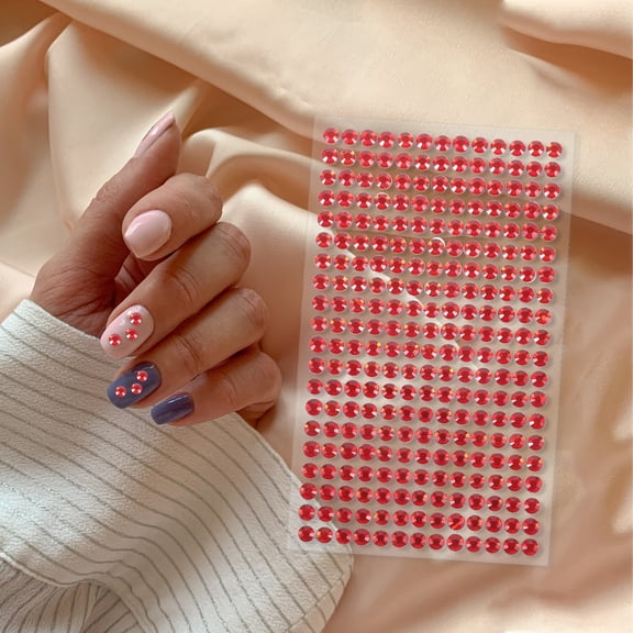 OUNONA Red Acrylic Rhinestone Stickers 6-Pack Self-Adhesive Gems for Crafts, Decoration and Scrapbooking