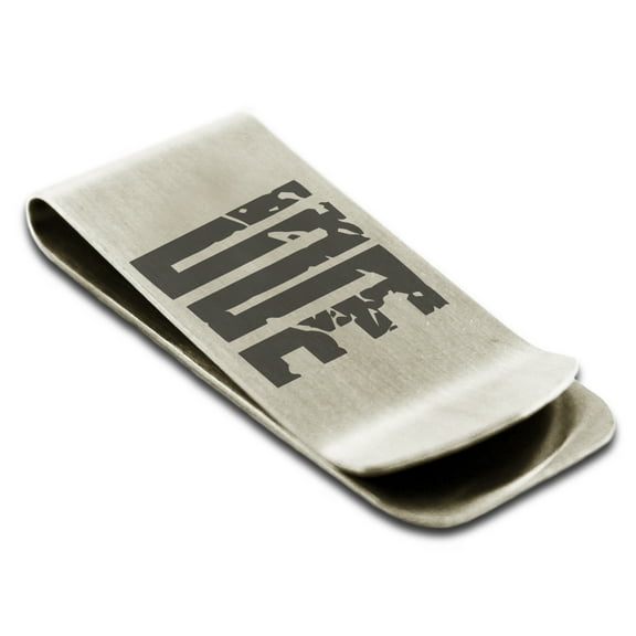 Stainless Steel Ancient Tribal Initiative Rune Engraved Money Clip Credit Card Holder