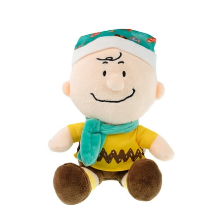 Peanuts Charlie Brown 8 inch Tall Christmas Plush, Yellow, Plush, by Ruz