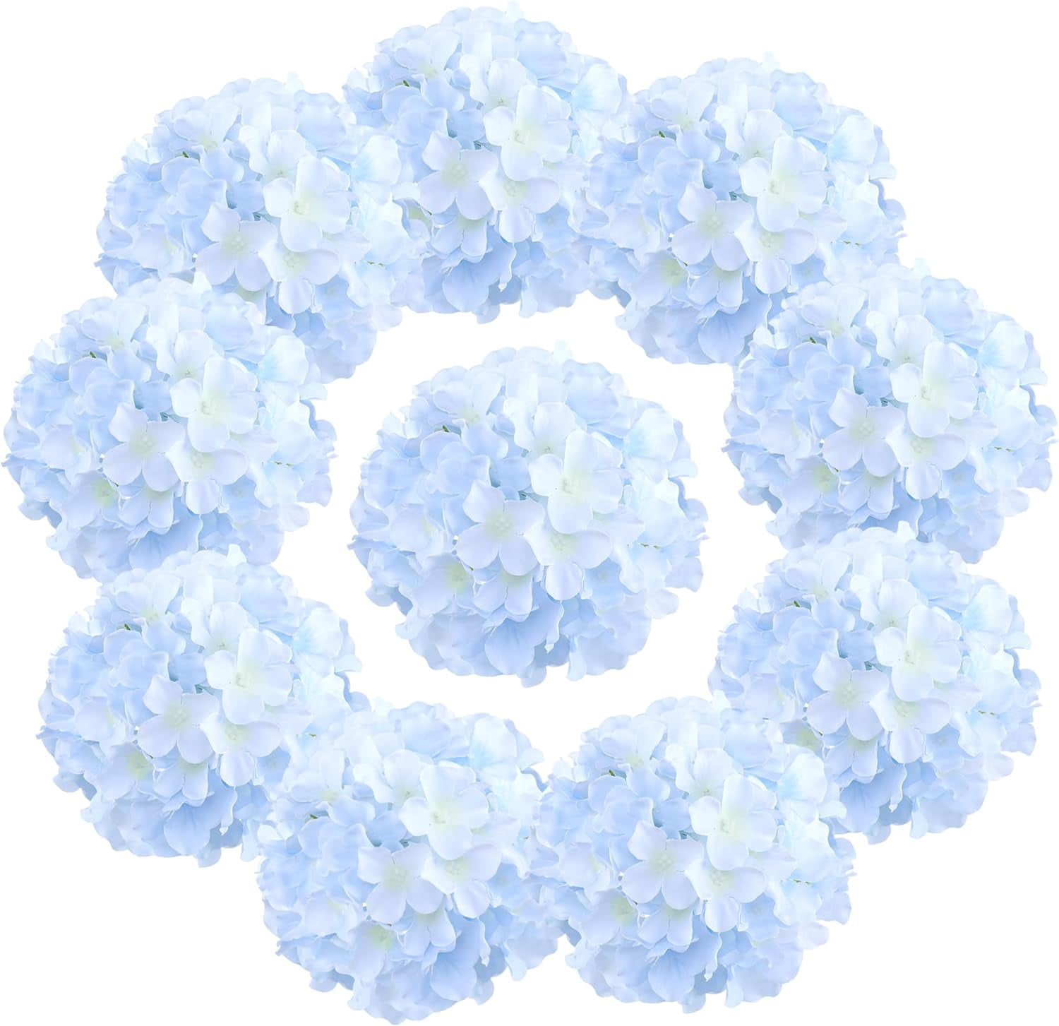 Fake Blue Hydrangea Artificial Flowers - Faux Silk Hydrangeas Flowers Heads with Stems Real Touch for Home Wedding Party Table Decor(Blue,Pack of )