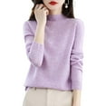 thumbnail image 5 of Hauaitttt Women Pure Long Sleeve Crew Neck Soft Warm Pullover Knit Fall Winter Womens Long Sleeve Thermal Tops Thumb Hole Thermals Woman Lined Shirt for Women Turtleneck Top for Men Thermal Mens, 5 of 5