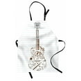 thumbnail image 1 of Music Apron, Instruments Microphone Tambourine Volume Symbol Trumpet Notebook Print, Unisex Kitchen Bib with Adjustable Neck for Cooking Gardening, Adult Size, White Chocolate, by Ambesonne, 1 of 4