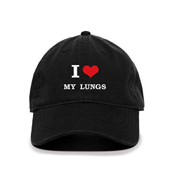 I Love My Lungs Baseball Cap Embroidered Cotton Adjustable Dad Hat Black