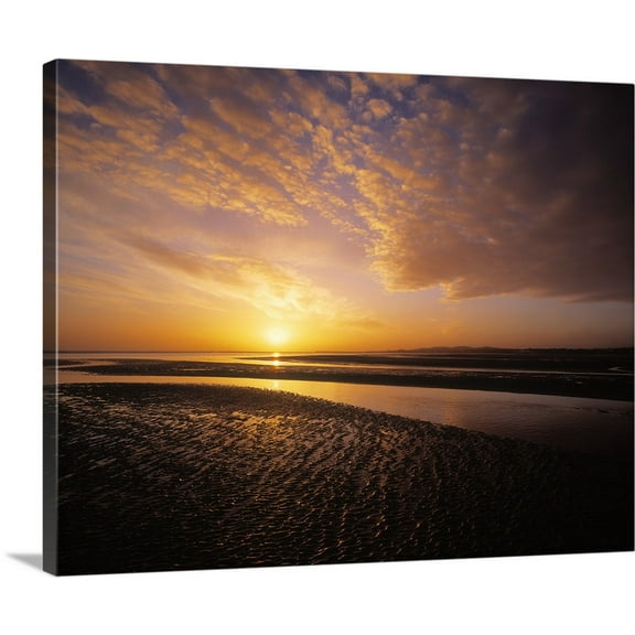 Great BIG Canvas | "Sunrise, Sandymount Strand Dun Laoghaire, County Dublin, Ireland" Canvas Wall Art - 20x16