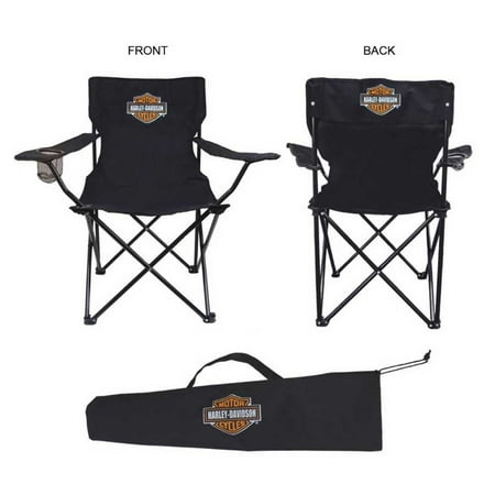 Harley Davidson Compact Bar Shield Chair Drink Holders Bag Black Ch30230
