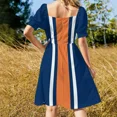 thumbnail image 4 of Navy White & Orange Vertical Power Stripe Sleeveless Dress Women's summer long dress evening dress women, 4 of 6