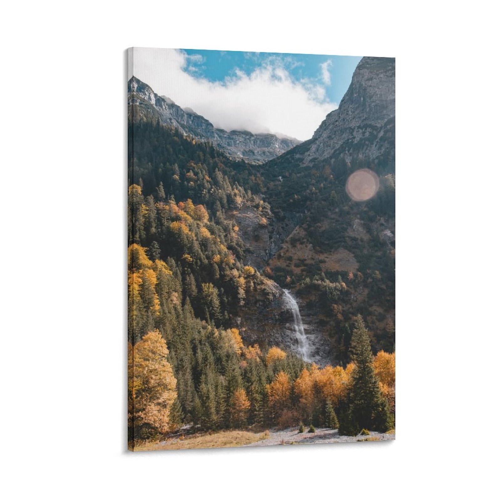 Landscape Mountains and Waterfalls Canvas Wall Art Decor, Artwork