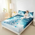 thumbnail image 4 of Feelyou Snowflake Tree Full Size Sheets, Happy New Year Bed Sheets, Blue Christmas Theme Sheet Sets, Lightweight Room Decor,4-Piece, 4 of 7
