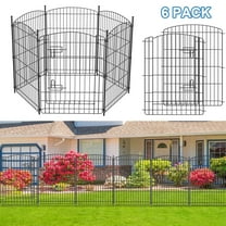 Garden Fence 6 Pack,29.7in(H) x 11.7ft(L) Rustproof Decorative Fence Metal,Animal Barrier for Outdoor,Picket Fencing No-Dig for Yard (5 Panels 1 Gate)