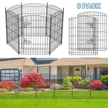 Garden Fence 6 Pack,29.7in(H) x 11.7ft(L) Rustproof Decorative Fence Metal,Animal Barrier for Outdoor,Picket Fencing No-Dig for Yard (5 Panels 1 Gate)