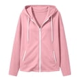 thumbnail image 2 of Bosfbaoi Zip Up Hoodies for Women Contrast Zipper Drawstring Hood Long Sleeve Womens Jacket Loose Casual Sweatshirt with Side Pockets, 2 of 7
