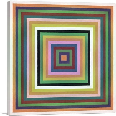 ARTCANVAS Mid-Century Modern Perfect Squares in Contrasting Colors Canvas Art Print - Size: 12" x 12" (0.75" Deep)
