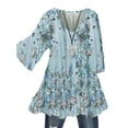 thumbnail image 1 of MAWCLOS Women Blouse V Neck Tops Ruched Tunic Shirt Elegant Beach Floral Print Pullover #11 M, 1 of 2
