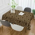 thumbnail image 4 of SKYSONIC 60”x90" Square Tablecloth with Dark Brown and Gold Lattice Prints, Anti-Wrinkle and Smooth Table Cloth for Kitchen/Home Decoration, 4 of 7