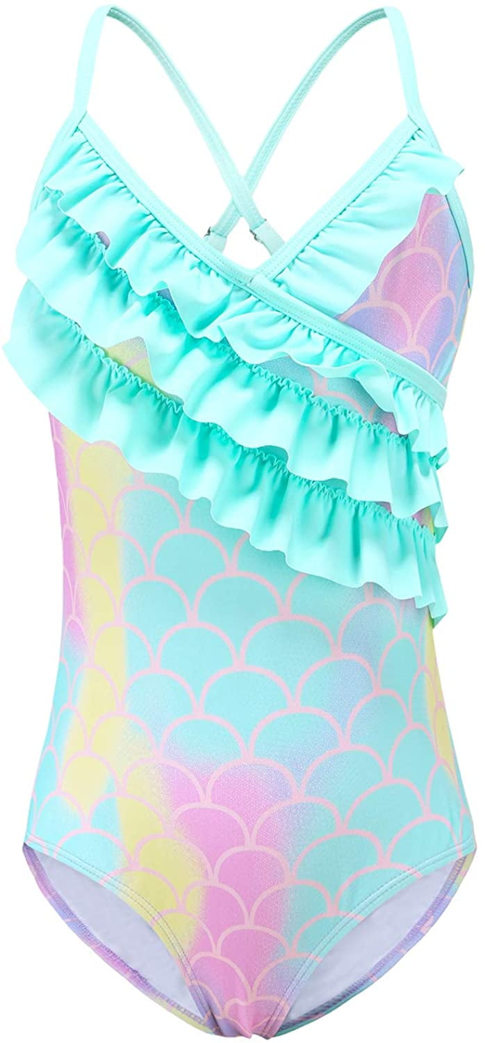 Girls One Piece Bathing Suit Swimsuits Kids Hawaiian Swimwear 314