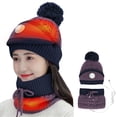thumbnail image 1 of Gorro De Punto Con Calefacción Usb 3 En 1, Conjunto De Calentador De Cuello Y Cara, Gorro Cálido De Invierno Para Mujeres Y Niñas, Gorros De Esquí Con Forro Polar Y Pompón Eigraketly  AP008166-02, 1 of 6