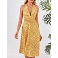 thumbnail image 5 of Women's Summer Sundress Sleeveless Halter Neck Spring Boho Floral with Pocket Elastic Waist Ruffle Mini Dresses 2024, 5 of 6