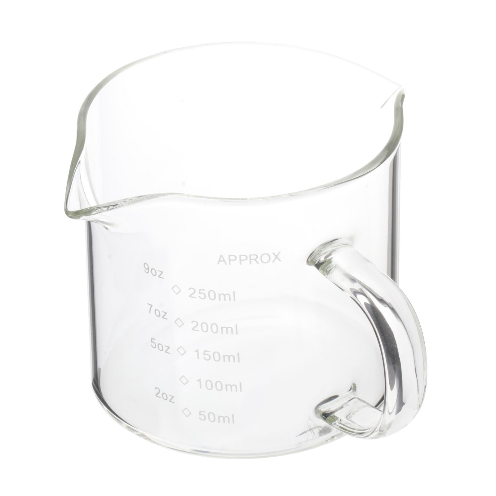 TISHITA 4x Espresso Glasses Coffee Measuring Cup, Mini Measuring Cup Double Spouts Milk Cup, Clear Glass Pitcher for Fruit Juice 250ml,