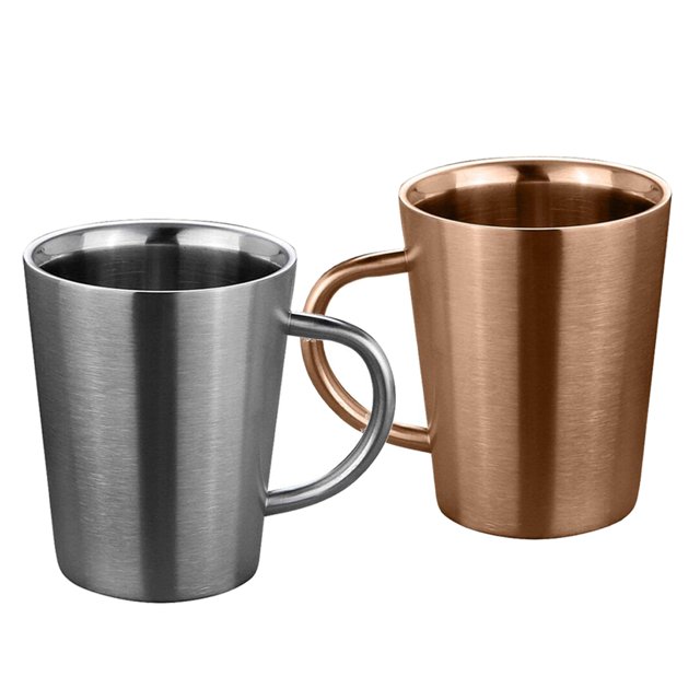 La Taza Aislada Pared Doble Del Acero Inoxidable 2pcs Embroma La Taza De La Cerveza Del Café Del Té Sunnimix Taza de café de acero inoxidable