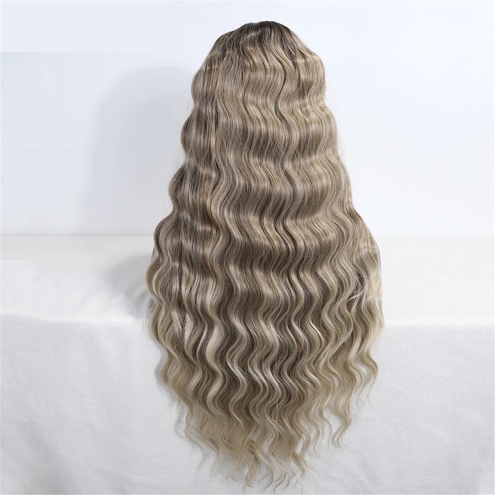 28 Inch Body Wavy Lace Part Wig Brown Synthetic Wig for Women