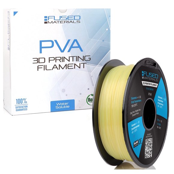 Fused Materials Filament d'Imprimante 3D PVA, 1.75mm, Rouleau de 1kg - Filament Dissolvable - Filament Soluble dans l'Eau pour Imprimantes 3D et Stylos 3D