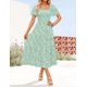 thumbnail image 2 of Vestido midi floral boho de verano ZESICA con cuello cuadrado, talla mediana, 2 of 8