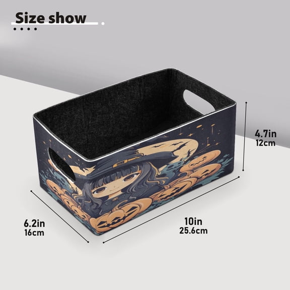 BZSMCE Shelf Baskets Cartoon Witch Pattern Storage Cube Bins 10.1*6.3*4.7in Set of 2