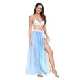thumbnail image 2 of FORMRS Womens Long Sarong Beach Wrap Semi-Sheer Bikini Skirt Bathing Swimsuit Cover Up, Light Blue Stripes, 2 of 7