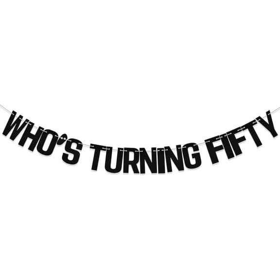 Who'S Turning Fifty Banner,Happy 50th Birthday Party Banner,Cheers to 50 Years ld Birthday Party Supplies Black Glitter